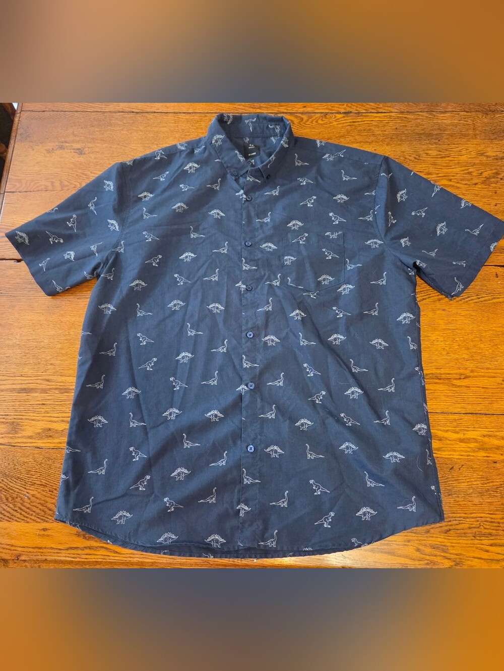 Men's Visive  Navy Short-Sleeve Button-Up Shirt with Dinosaur Print 2XL